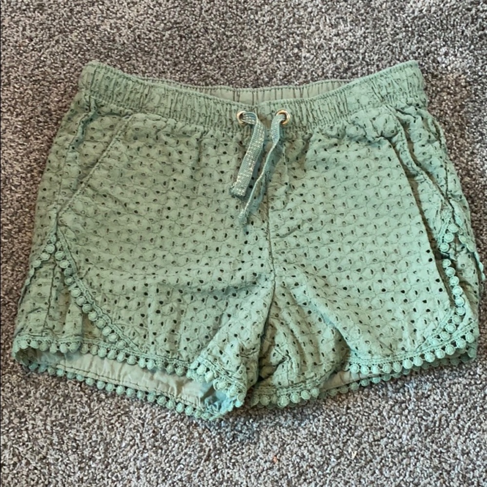 Olive Green Lace Shorts.